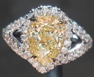 SOLD..Diamond Halo Ring: 1.32ct Pear Shape Fancy Light Yellow VS1 GIA Split Shank R4214