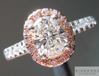SOLD....Oval Diamond Ring: .76ct Oval Shape K/VVS2 GIA Pink Diamond Halo Ring R4260