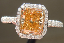 SOLD....Diamond Halo Ring: 1.35ct Radiant Cut Fancy Brownish Orangy Yellow VS1 "Uber" Ring R4285