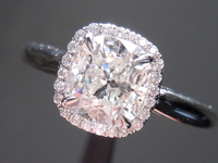 SOLD....Halo Diamond RIng: 1.05ct Cushion Cut Diamond H/SI1 GIA Uber Halo- Plain Shank R4322