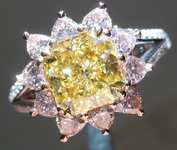 SOLD.....Pink Diamond Ring: 1.63ct Fancy Intense Yellow VS1 Pink Heart Diamond Halo GIA R4346