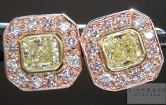 SOLD....Diamond Earrings: Natural Light Yellow Diamond Halo "Pink Lemonade" Earrings R4374