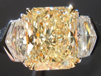 SOLD...Yellow Diamond Ring: 1.62ct Radiant Cut W-X VS2 Diamond GIA Silky Finish R3550