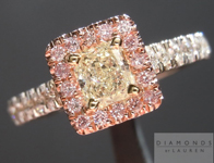 SOLD....Yellow and Pink Diamond Ring: .35ct Y-Z VS1 Radiant Cut with Pink Diamond Halo R4399