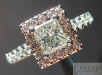 SOLD.... Diamond Halo Ring: .55ct K/I1 Princess Cut GIA with Pink Diamond Halo Laser Inscribed Great Value R4482