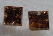 SOLD....Pair of Brown Diamonds: .51ctw Fancy Brown SI1 Princess Cut Diamonds R4504
