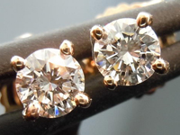 SOLD.... Diamond Earrings: .32ctw H-I/SI Round Brilliant Diamond Studs Rose Gold R2694