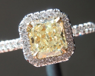 SOLD...Yellow Diamond Ring: 1.01ct Fancy Light Yellow VS1 Radiant Cut GIA Uber Halo R4523