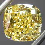 SOLD....Yellow Cushion Cut Diamond: 1.50ct Fancy Vivid Yellow VS1 Cushion Cut GIA Exceptional Stone R4606