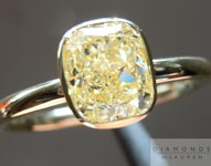 SOLD....Yellow Cushion Cut Diamond Ring. 1.06ct Fancy Light Yellow VS1 Cushion 18KT BEZEL R4626