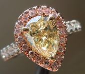 SOLD.... Yellow Diamond Ring: 1.00ct Fancy Light Yellow VS2 Pear Shape GIA Pink Diamond Halo R4627