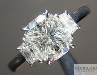 SOLD...Three Stone Ring: 1.27ct J/VVS2 Radiant Cut GIA Trapezoid Side Stones R4709