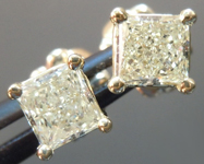 SOLD...Yellow Diamond Earrings: .64cts W-X VS2 Princess Cut Diamond Stud Earrings R4597