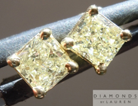 SOLD.....Yellow Diamond Earrings: .60cts Y-Z SI2-I1 Radiant Cut Diamond Stud Earrings R4633