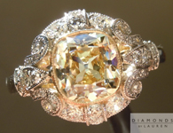 SOLD.....Yellow Diamond Ring: 1.78ct W-X/VS1 Branded DBL Modern Antique Diamond GIA Antique Style Filigree Ring R4770