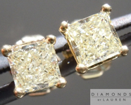 SOLD....Yellow Diamond Earrings: .70cts W-X SI1-2 Princess Cut Diamond Stud Earrings R4595