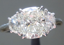 SOLD...Diamond Ring: 1.37ct K SI1 Cushion Cut GIA Hand Forged Three Stone Ring R4805