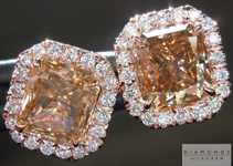 SOLD.....Brown Diamond Earrings: 2.43ctw Brown Radiant Cut Diamond Halo Earrings R4914