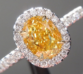 SOLD...Yellow Diamond Ring: 1.00ct Fancy Intense Yellow Internally Flawless Oval Shape GIA Halo Ring R4929