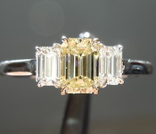 SOLD....Yellow Diamond Ring: .50ct Fancy Light Yellow Emerald Cut GIA Three Stone Ring R4966