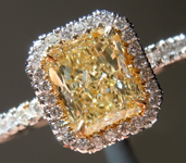 SOLD...Yellow Diamond Ring: 1.10ct Y-Z VS1 Radiant Cut GIA Uber Halo R4963