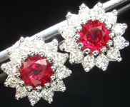 SOLD...Ruby Earrings: 1.15cts Round Brilliant Ruby and Diamond Halo Earrings R5008