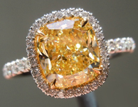 SOLD....Yellow Diamond Ring: 2.20ct Fancy Yellow Internally Flawless Cushion Cut GIA Halo Ring R5146