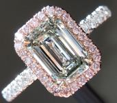 SOLD...Green Diamond Ring: 1.01ct Fancy Light Yellow Green VS2 Emerald Cut Diamond Halo Ring GIA R5183