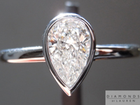 SOLD....Colorless Diamond Ring: .54ct D SI1 Pear Shape GIA Platinum Bezel Set Ring R5174