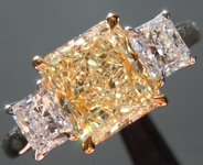 SOLD....Yellow Diamond Ring: 1.61ct Y-Z, Natural Light Yellow VS2 Three Stone Ring GIA R4536