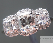 SOLD...Colorless Diamond Ring: .88cts E VS1 Cushion Cut Three Stone Diamond Halo Ring Great Price R4161
