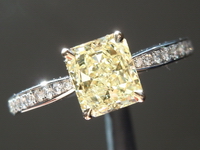 SOLD.......Yellow Diamond Ring: 1.03ct Fancy Light Yellow I1 Radiant Cut Diamond Ring GIA R5263