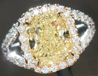 SOLD.....Yellow Diamond Ring: 2.16ct Y-Z, Natural Light Yellow Cushion Cut GIA Split Shank Halo R5325