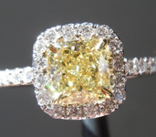 SOLD.....Yellow Diamond Ring: .92ct Fancy Yellow VS1 Cushion Cut Diamond Halo Ring GIA R5378