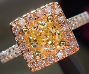 0.56ct Intense Yellow SI1 Princess Cut Diamond Ring R5379