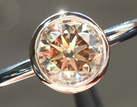 SOLD...Brown Diamond Ring: 1.15ct Fancy Yellow Brown VS2 Round Brilliant Bezel Set R5391