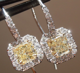 SOLD....Yellow Diamond Earrings: 1.12cts Fancy Light Yellow Radiant Cut Diamond Halo Earrings R5111