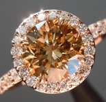 SOLD...Brown Diamond Ring: 1.35ct Fancy Yellow-Brown SI1 Round Brilliant Rose Gold Halo R5415