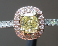 SOLD.....0.40ct Fancy Yellow VVS2 Cushion Cut Diamond Ring R5449
