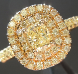 SOLD.....Yellow Diamond Ring: .38ct Fancy Yellow SI2 Cushion Cut GIA Double Diamond Halo R5465