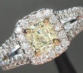 SOLD.....Yellow Diamond Ring: .41ct U-V SI2 Cushion Cut GIA Split Shank Halo R5476