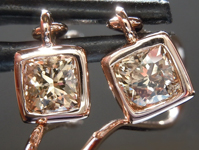 SOLD...Brown Diamond Earrings: .98ctw Fancy Yellow Brown SI1 Cushion Cut Dangle Earrings R5512