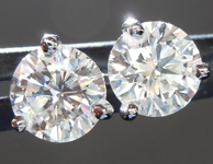 SOLD.....Colorless Diamond Earrings: 1.62cts G SI2 Round Brilliant Martini Stud Earrings R5564