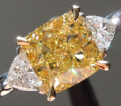 SOLD...Yellow Diamond Ring: 2.08ct Fancy Yellow VS1 Modified Princess Cut GIA Three Stone R5565