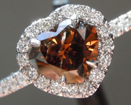1.02ct Dark Orangy Brown Heart Shape Diamond Ring R5589