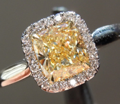 SOLD.....Yellow Diamond Ring: 1.02ct Fancy Light Yellow VVS2 Cushion Cut GIA Hand Forged Halo R5665
