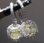 SOLD.....Yellow Diamond Earrings: 1.45cts Y-Z VVS Cushion Cut Diamond Dangle Earrings GIA R5660