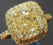 SOLD...Yellow Diamond Ring: 1.50ct Fancy Light Yellow VS1 Cushion Cut GIA Double Halo R5842
