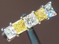SOLD.....1.16ctw Colorless and Yellow Princess Cut Diamond Ring R5530