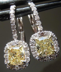 SOLD...Yellow Diamond Earrings: 1.01cts Y-Z VVS2 Cushion Cut Diamond Halo Earrings R5644